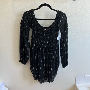 NWT Free People Off the Shoulder Black Top